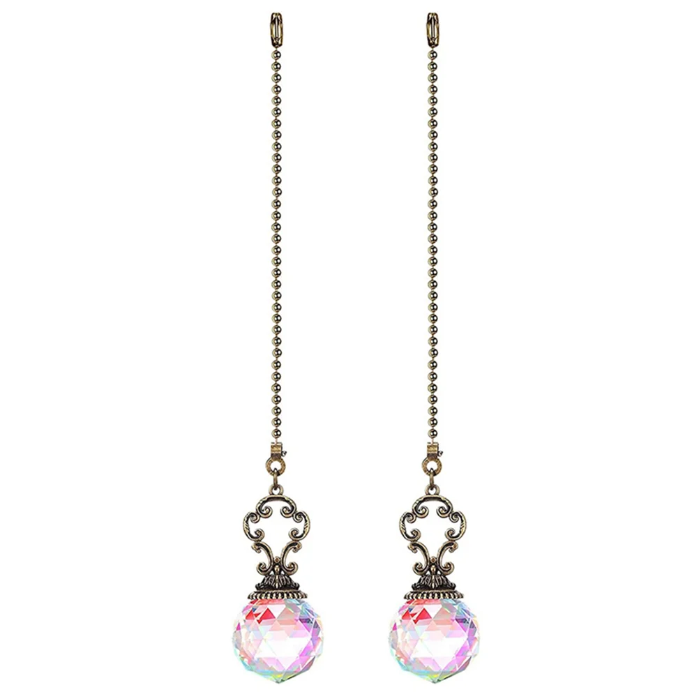 2 Pcs Ceiling Fan Pulls Crystal Ball Light Accessories Fan Pull Chains Beaded Chain Ceiling Pulls Chain Hardware