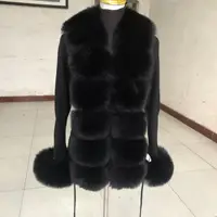 Women's Cropped Sweater Cardigan Spring Autumn Hot Sale Faux Fur Knit Sweater Cardigan with Faux Fox Fur Fur Collar Ladies Coat 1