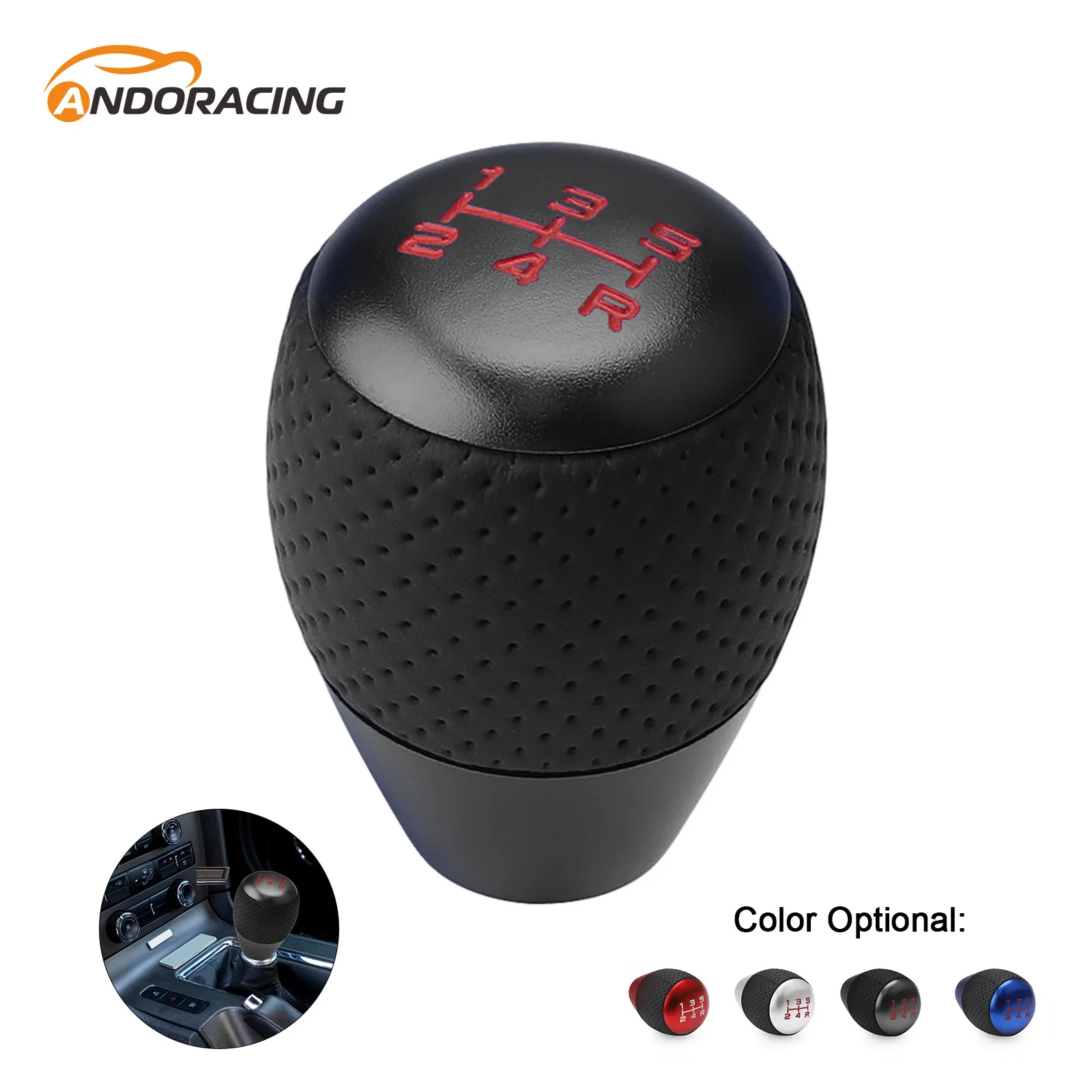Car 5 Speed Knob Shift Head With M8 M10 M12 Adapter Universal Aluminium Car Gear Shift Knob Leather Shift Lever Gear Level