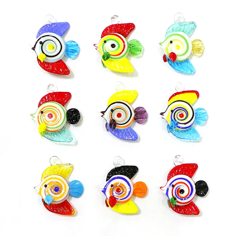 Pesce Marino Carino 2 Pct Ciondolo In Vetro Marino Decorazione Per Acquario Pesce Tropicale In Miniatura Ornamenti In Statuetta Per Kawaii Collana Fat