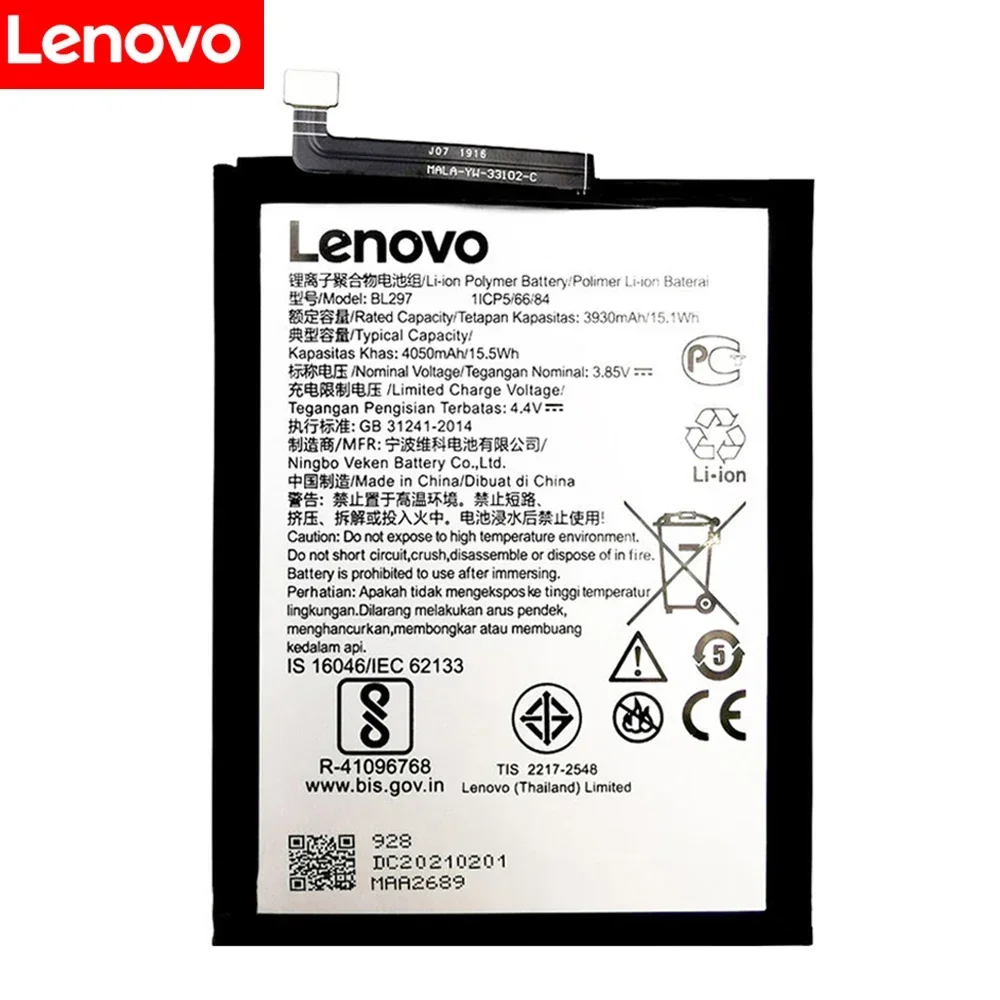 100% Original High Quality 4050mAh BL297 For Lenovo K5 Pro L38111 L38041 Z6 Lite 6.3 inch Cell Phone Batteries +Tools
