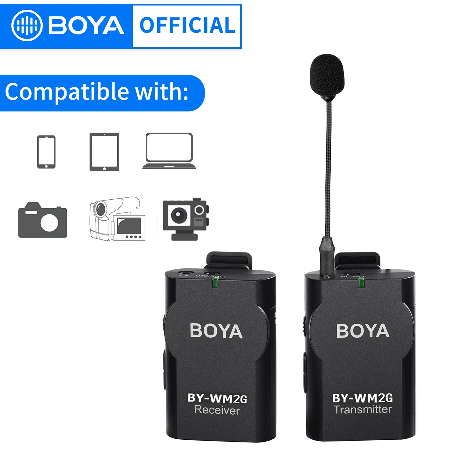 Boya Bywm2g Wireless Lavalier Microphone With Gopro Cable Convertor
