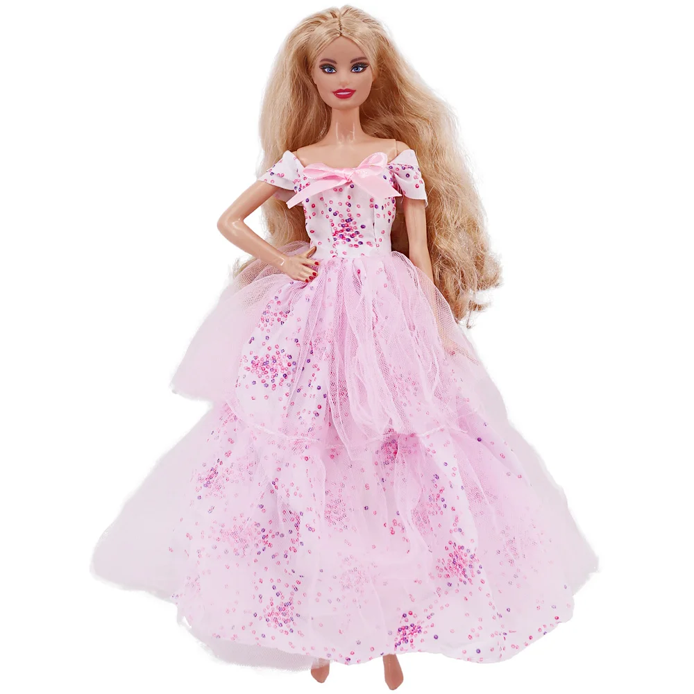 2023 Latest Dress Barbies Princess Dress +High Heels+Jewelry Suitable For 30cm Doll Accessories 1/6 BJD Clothes Doll House Gift 6