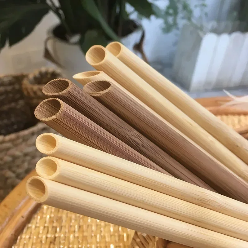 30Pcs Bamboo Straw Reusable Hollow Wooden Tube Kitchen