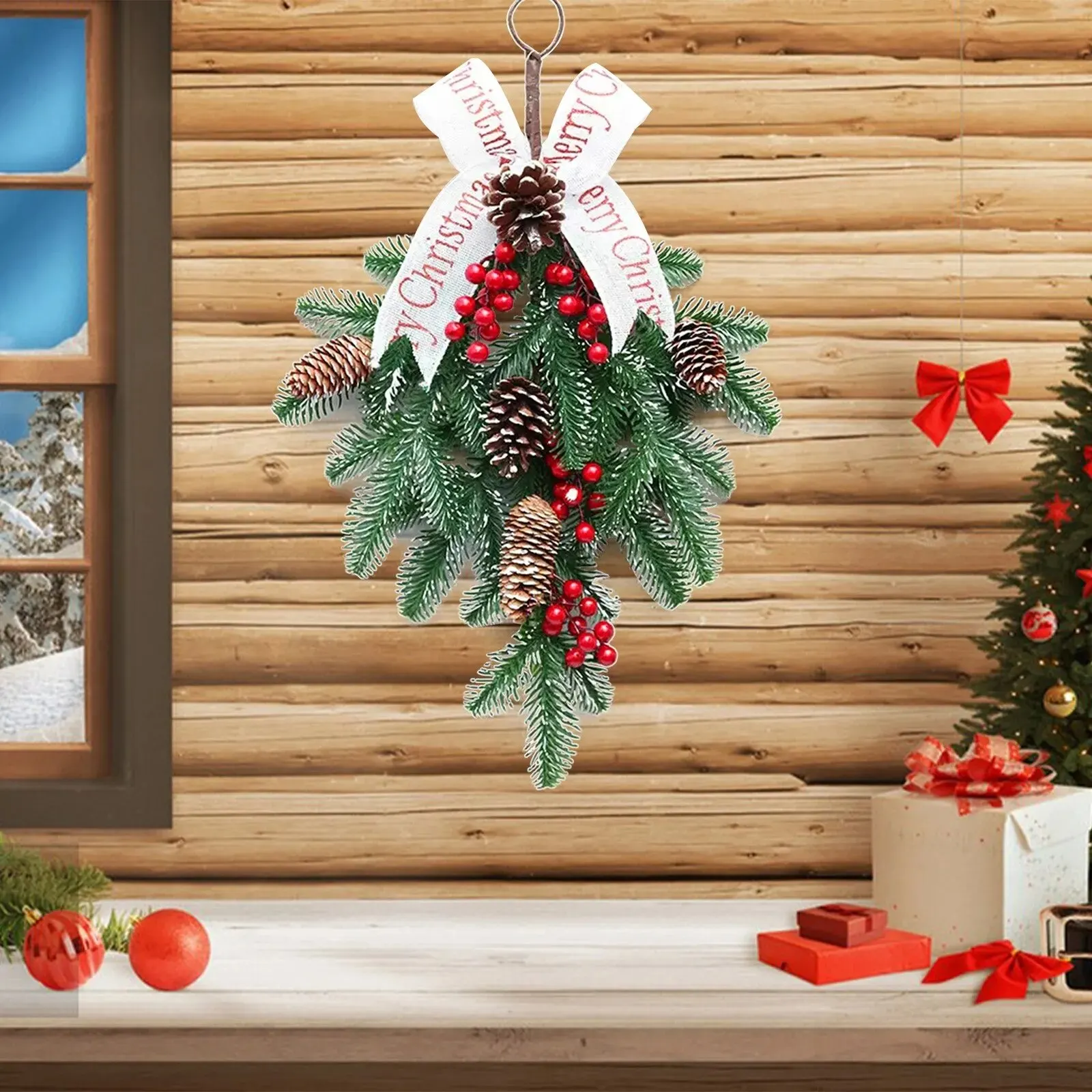 

Decorations Needle Hanging Wall Door Hanging Family Party New Year With Light String Crystal Garland for Mantle