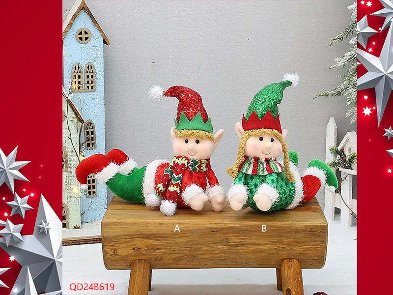 Description Picture 4 of itemNew Fabric Lying Posture Telescopic Sled Elf Doll Christmas Party Gift Decoration Supplies Ornaments
