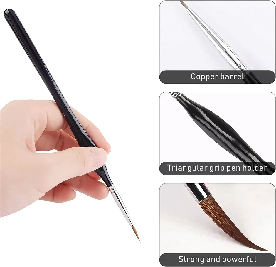 Paint Brushes 10Pcs Miniature Kit Nylon Hair For Acrylic Watercolor Oil Pointed Tip w/Case