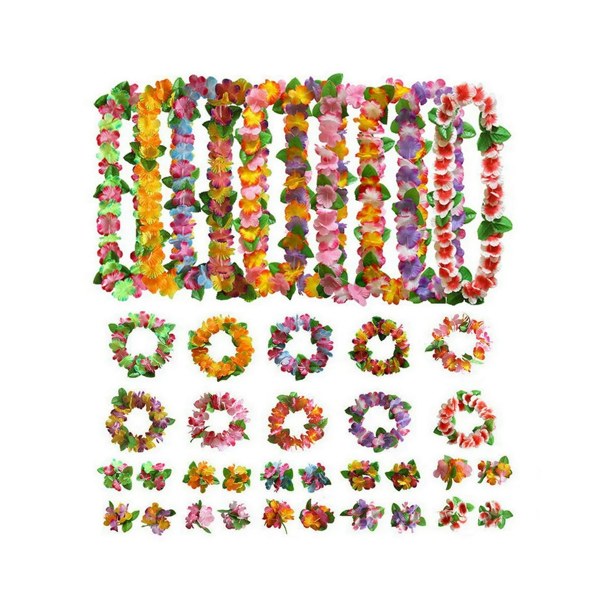 

10 комплектов, гавайский цветок Leis тропическая люлия, аксессуары Hula, гирлянда, ожерелья, браслеты для Гавайских украшений