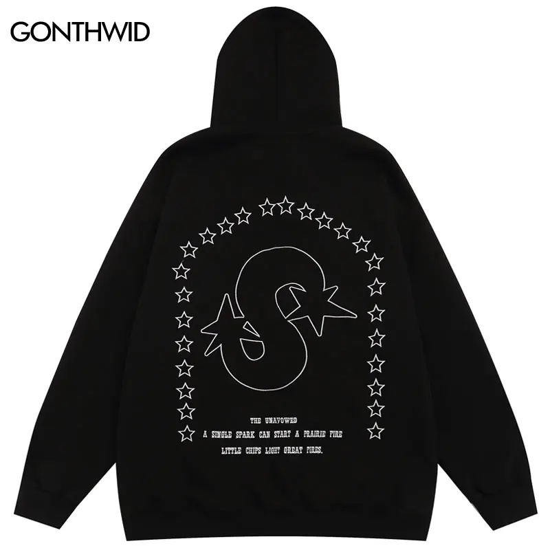 

Hip Hop Zipper Hooded Sweatshirt Coat Harajuku Embroidery Star Letter Zip Hoodie Streetwear 2023 Fashion Loose Punk Goth Jacket