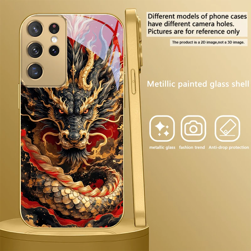 Majestic Golden Eastern Dragon Glass Phone Case