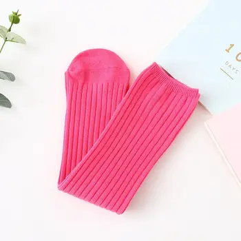 جوارب للأطفال بلون الحلوى القطنية ، جوارب عالية للركبة ، مدفئات الساق الطويلة ، جوارب لطيفة للفتاة ، ملابس أطفال ، 3-12 عام 4