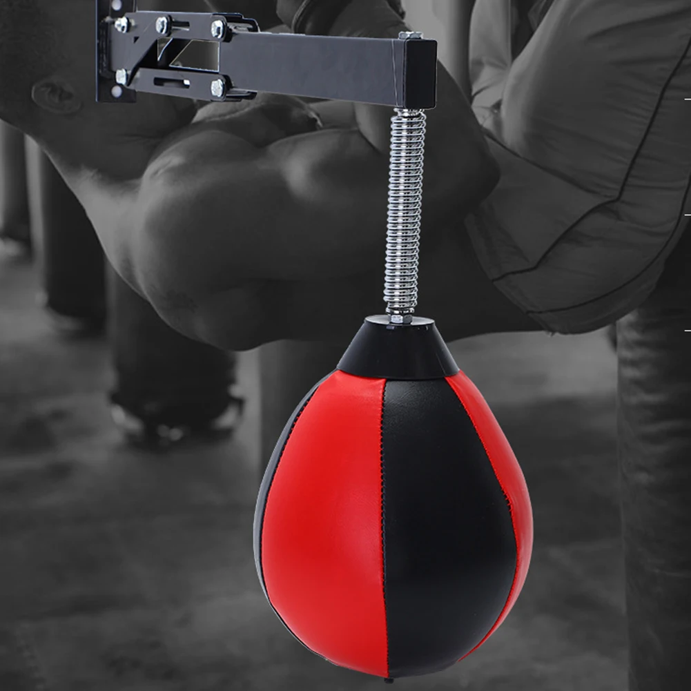 Wall Mount Punching Speed Bag Height Adjustable PU Punching Bag Foldable Ball with Spring for Home Office