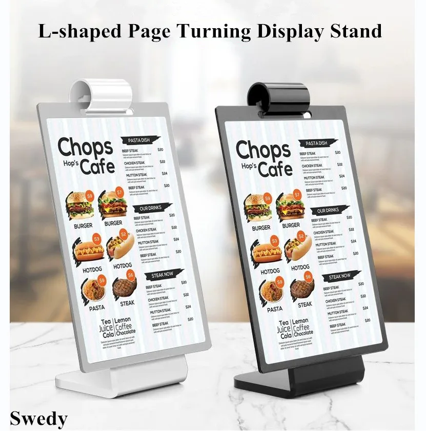 100x200MM Page Turning Tabletop Menu Paper Card Holder Stand Advertising Promotion Sign Holder Display Stand a4 multi page flip display card label display stand detachable label business menu holder