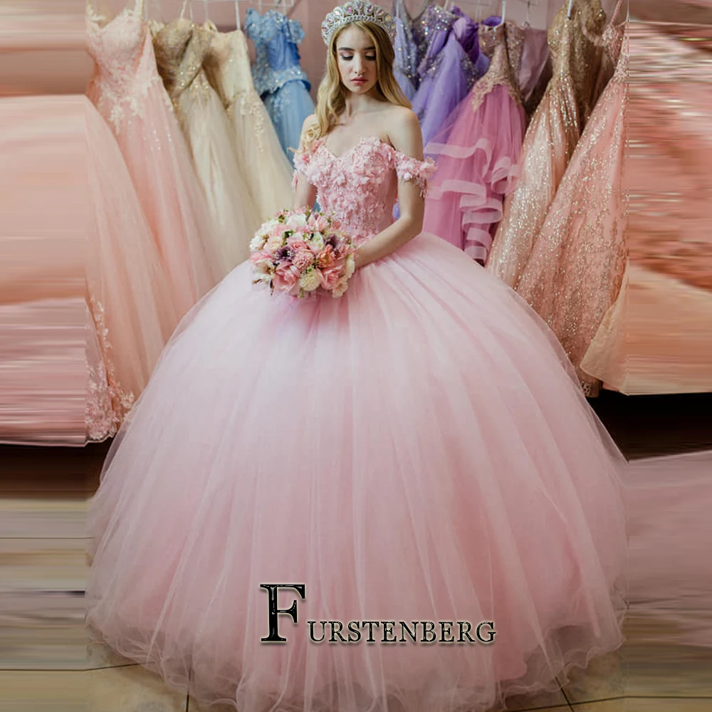 

Fanshao Fancy Quinceanera Dress Sweetheart Appliques Tulle Off the Shoulder Pleat 15 Anos Vestido Ball Gown Made to Order
