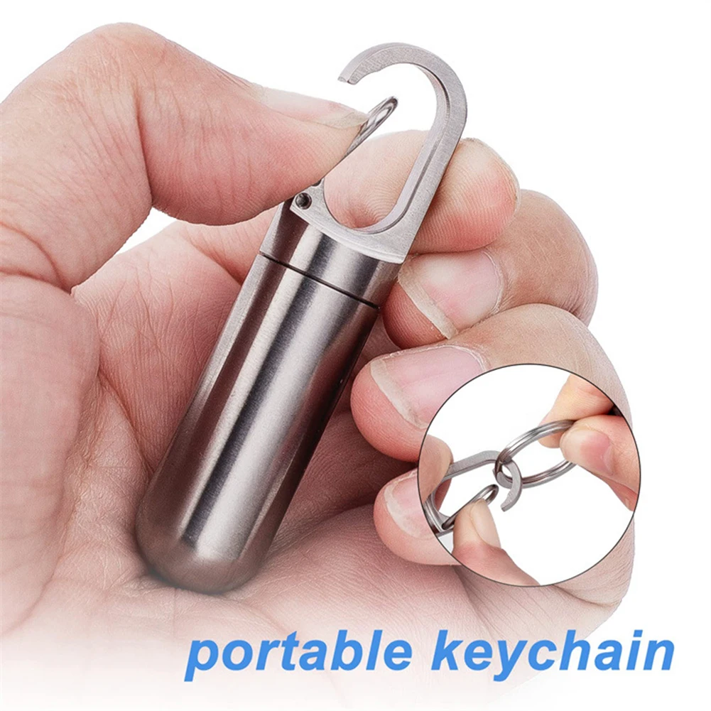 

Mini Medicine Tablet Container Organizer With Carabiner Style Clip First-Aid Waterproof Pill Case For Keychain Outdoor Traval