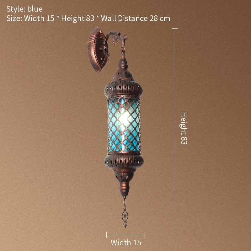Vintage Moroccan Oriental Style Glass Wall Lamp Arabesque