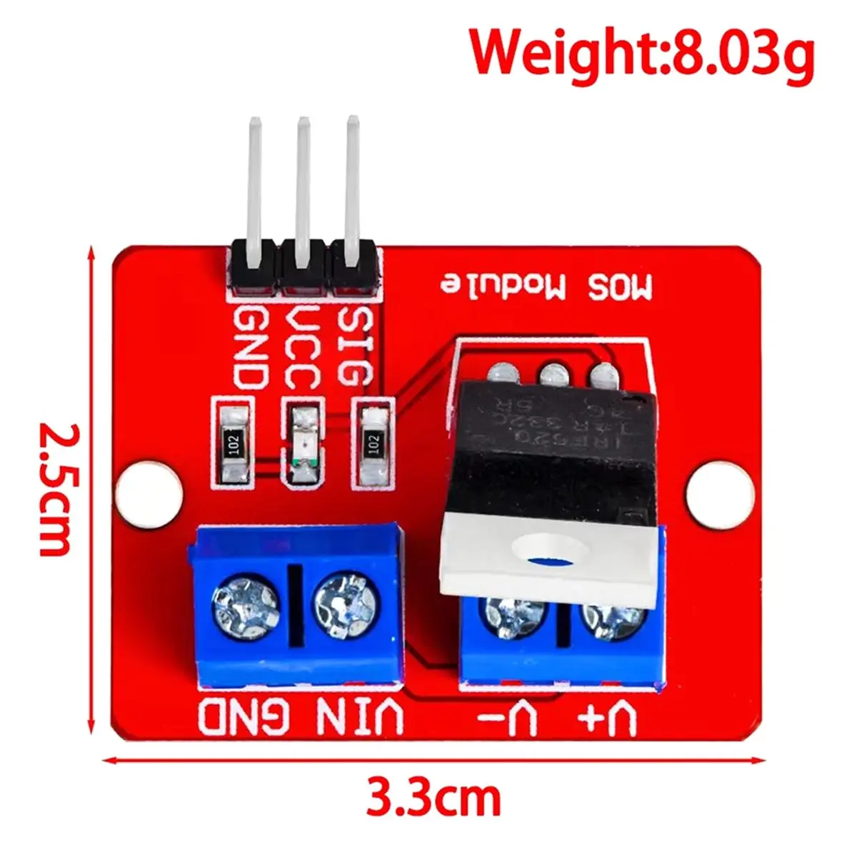 (A23G) IRF520 MOSFET 드라이버 모듈 Arduino MCU ARM Raspberry Pi PWM용 0-24V 고전력 스위치 버튼 제어 보드