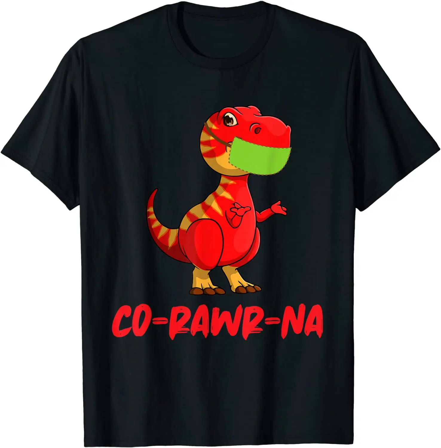 Divertente Dino "Co-Rawr-Na" T-Rex Con Maschera Per Il Viso T-Shirt Design Top Camicia Magliette In Cotone Per Uomo Casual
