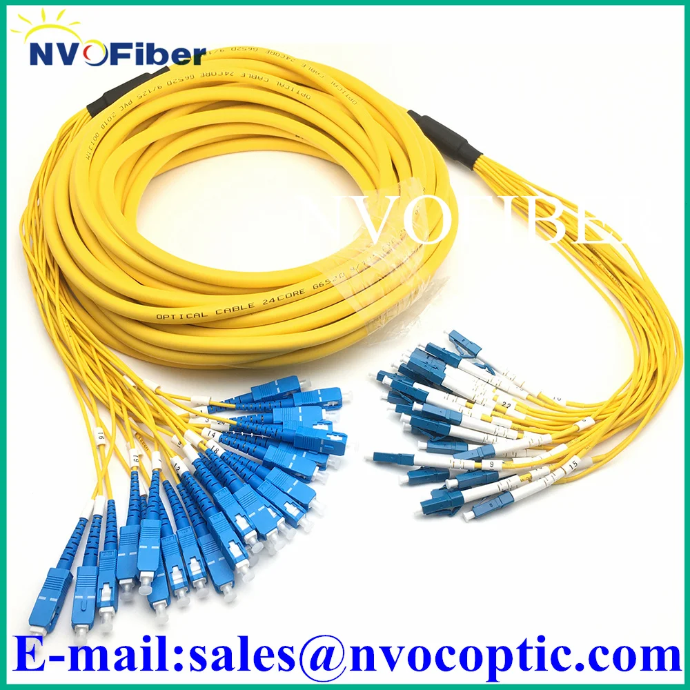 24core/fibers,smf,g652d,30m,lclc/st/fc/scupc 2.0mm Fanout Yellow Lszh