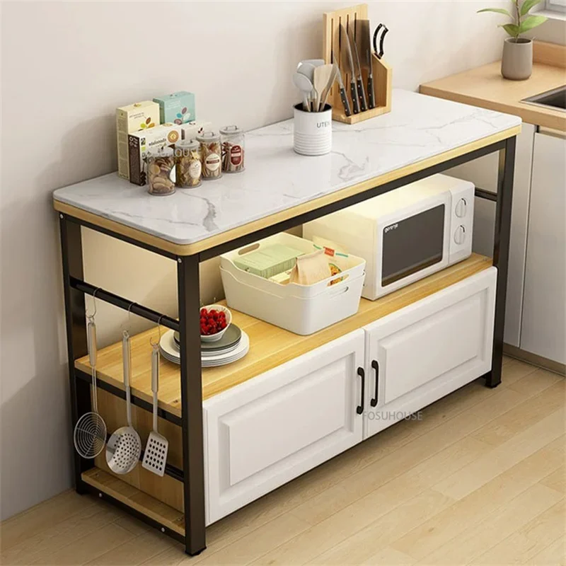 Nordic Light Luxury Kitchen Islands Household Kitchen Cabinets Vegetable Cutting Table Tableware Storage Cabinet rack Cupboard 4