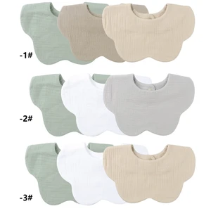 Pack of 3pcs Baby Cotton Bibs Solid Color Newborn Teething Bib Drooling Bibs G99C