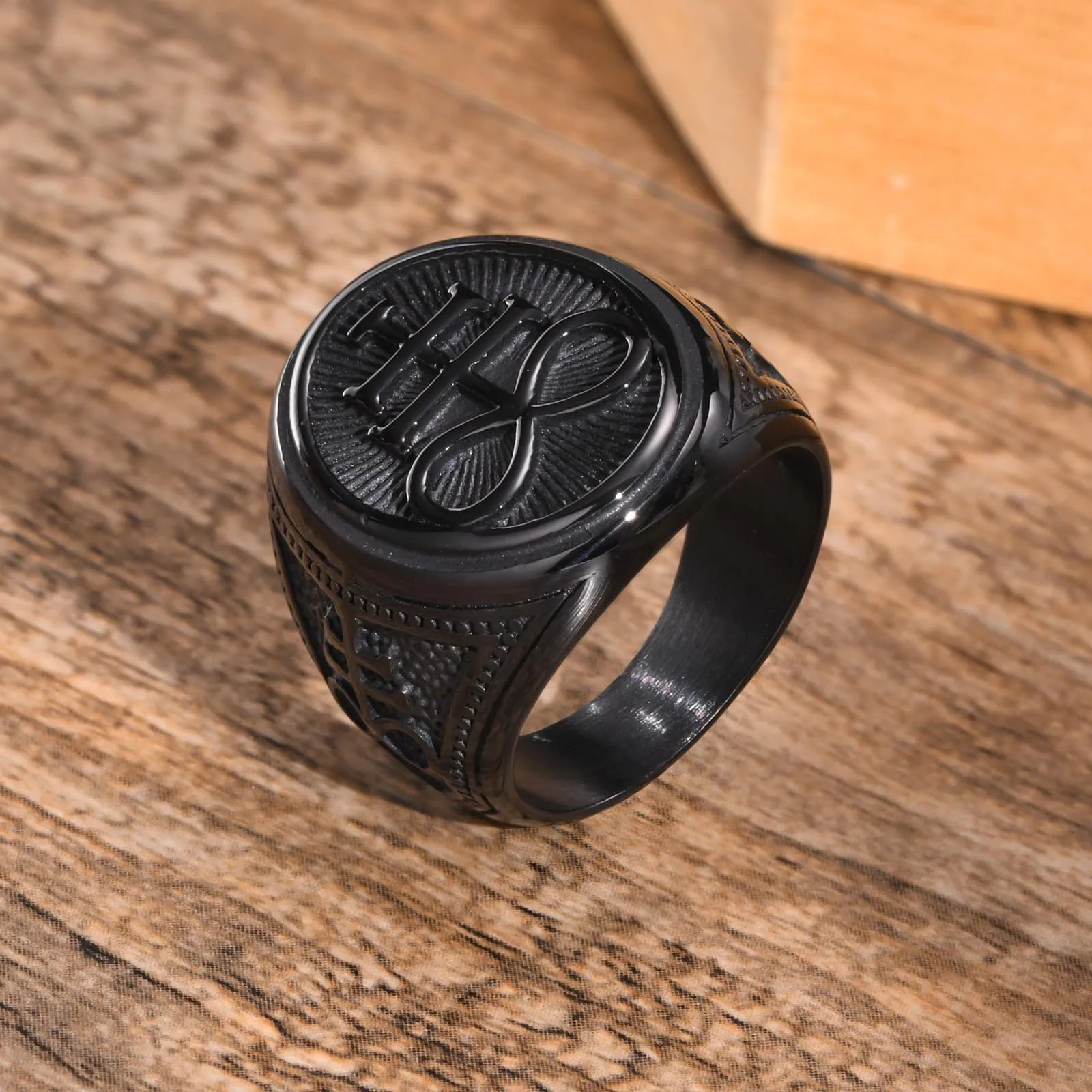 Vnox Sigil of Lucifer Rings Men Boys Talisman Amulet Gift Jewelry