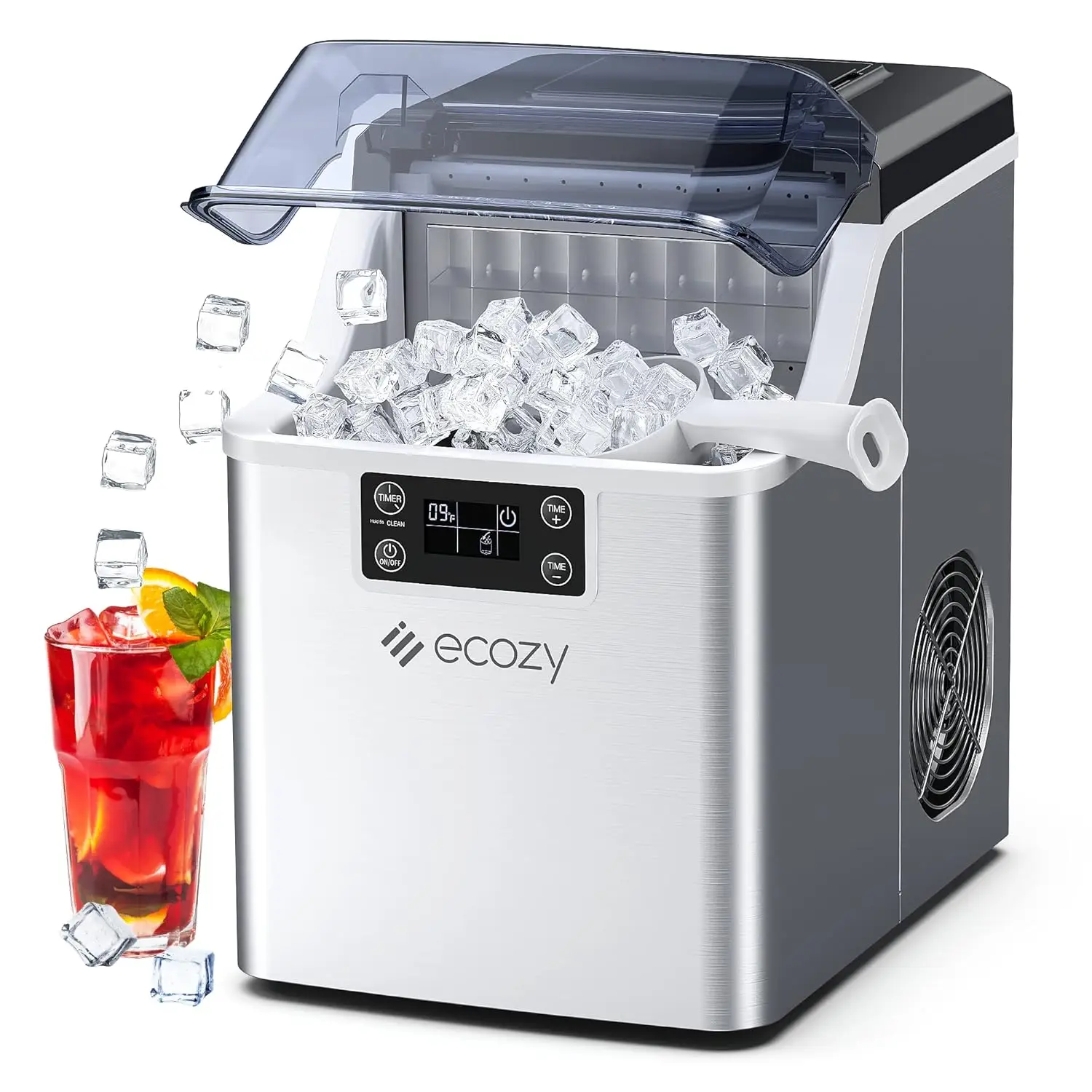 Countertop Ice Makers, 45lbs Per Day, 24 Cubes Ready in 13 Mins, Stainless Steel Housing, Auto Self-Cleaning Ice Maker with