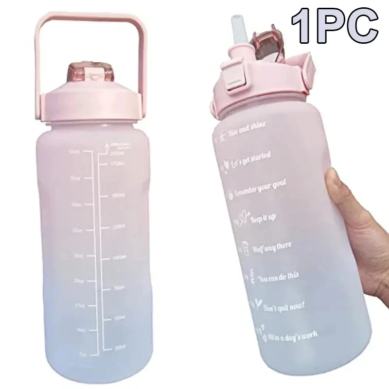 Stay Hydrated 2-Liter Leakproof Sport Water Bottle with Motivational Time Markers