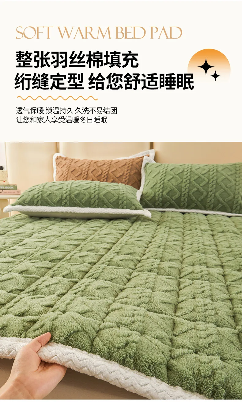Description Picture 6 of itemWinter Thicken Velvet Mattress Toppers Single Double Bed Sheet Soft Bed Mattress Cover Bedspread Bed Cover Thin Tatami Floor Mat