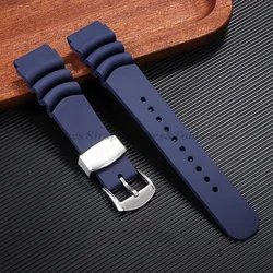 Premium Silicone Watch Band - Green Water Ghost Abalone Design with Ring Clasp and Pin Buckle - 22mm (Blue)
