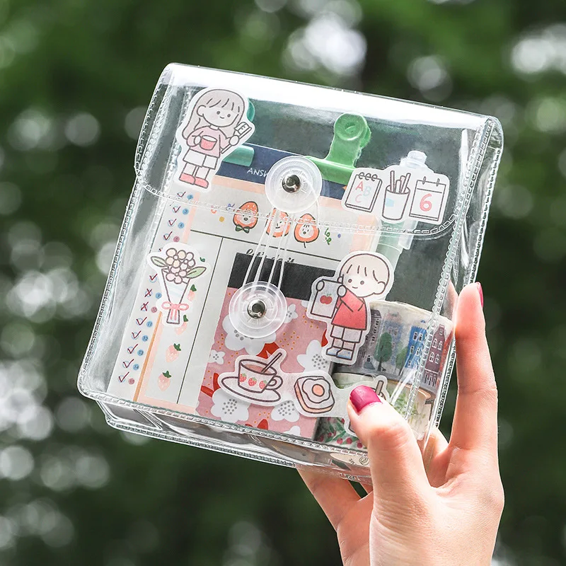 Simple Transparent Wrap-around Storage Bag Portable Waterproof Large Capacity Pvc Small Object Storage Bag Cute Bag pvc pencil bag stationery case transparent plastic storage portable simple waterproof cosmetic capacity pouch school supplies