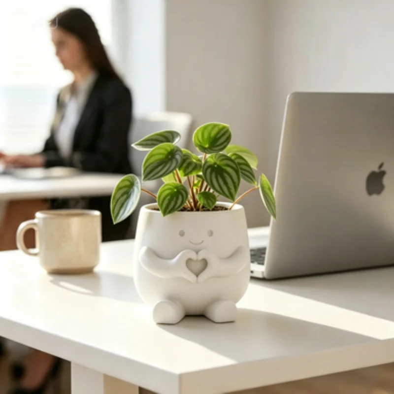 Druckfehler sind geringfügig, 6 cm hoch, 7 cm breit, 3D-gedruckter Mini-Sukkulententopf, niedlicher Desktop-Pflanzentopf, Blumenbehälter für Haus und Garten