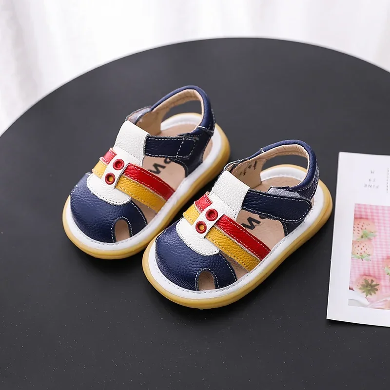 Summer Infant Toddler Casual Shoes Baby Girls Boys Sandals Kids Genuine Leather Sandals Soft Sole Children Anti-collision Shoes 3