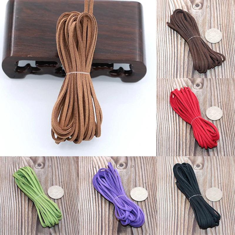 Flat Suede Leather Craft Cow Leather Thong Cord Cord String Rope For DIY Necklace Bracelet Choker Jewelry Making 5M