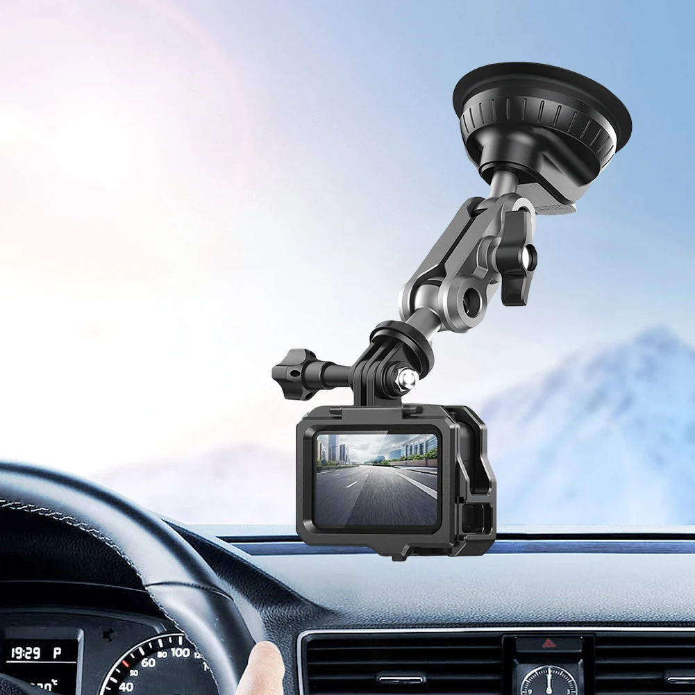 Adjustable Action Camera Dash Cam Mount with Suction Cup for Windshield
