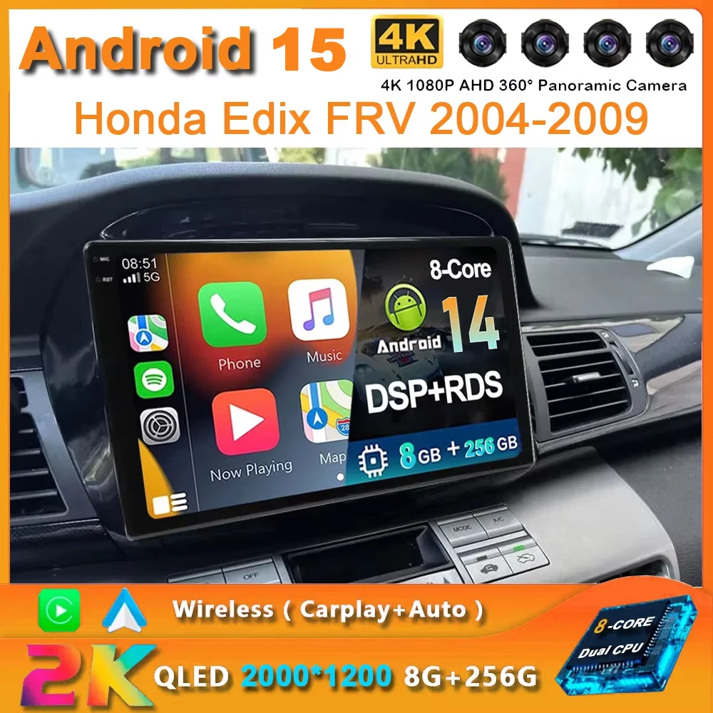 Android 15 Car Radio For Honda Edix FRV 2004-2009 Multimedia Video Player Navigaion GPS 2 Din DVD Head Unit car multimedia player,car radio
