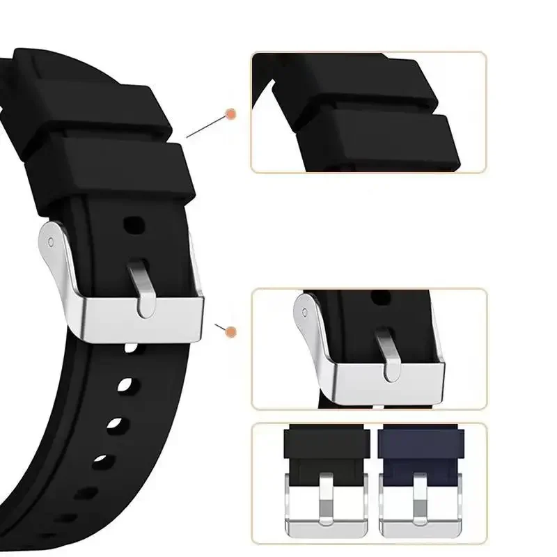 Universal 20MM Sports Silicone Watch Strap - Original Wristband Replacement