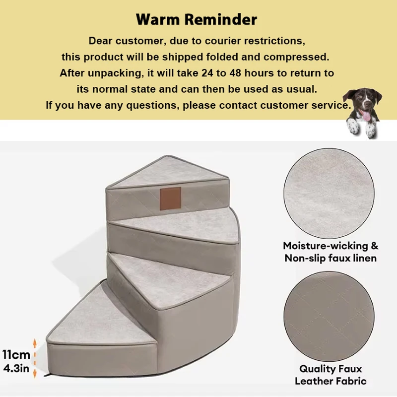 2/3/4 Step Pet Stairs Pet Ramp Stairs Water-repellent Faux Leather Removable Spiral Small Dog Ramp Ladder Non-Slip Dog/Cat Steps Pet Supplies
