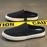 Sandales d'extérieur pour hommes, demi-pantoufle, chaussures d'été décontractées, toile à fond souple, chaussures de marche légères, chaussures vulcanisées 6