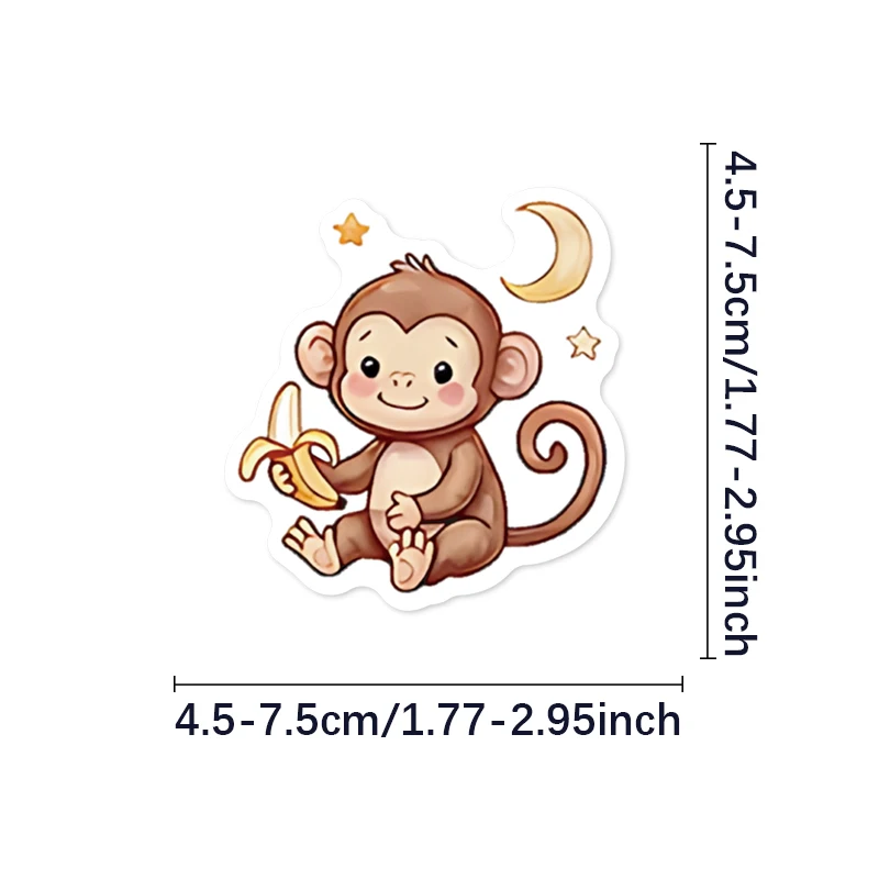 50개의 수채화 스타일 힐링 동물 낙서 스티커, 물병, 노트북, 휴대폰 장식, 여행 가방, 스케이트보드, 기타, 선물 상자, 파티 장식, 명절 선물에 적합