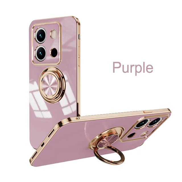 Elegant Plated Ring Holder Phone Case with Bracket
