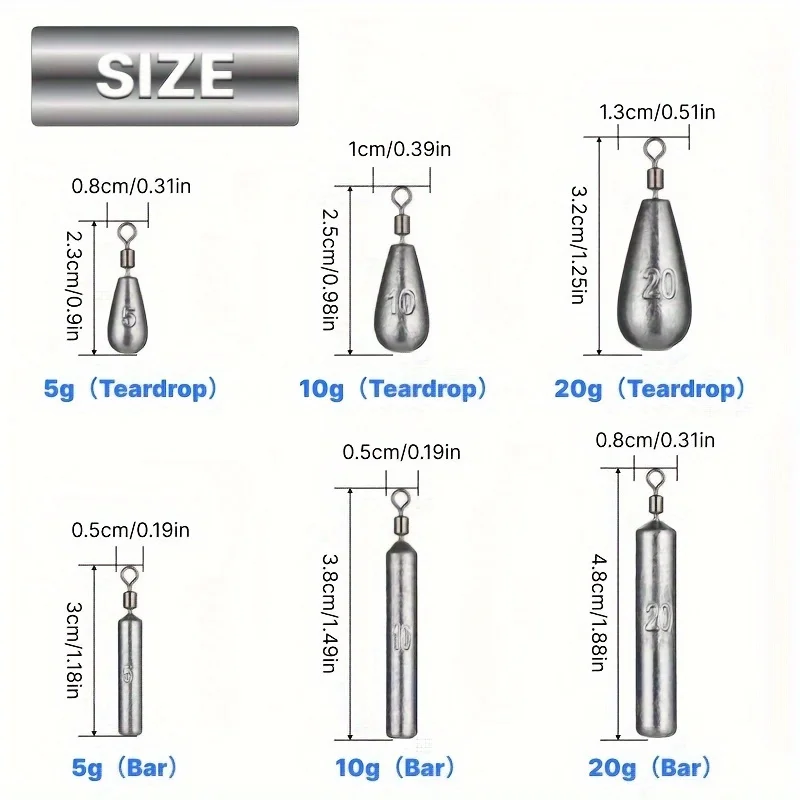 10pcs Bullet Lead 8-Character Ring Water Drop Shape Fishing Sinkers-Quick Release, Adjustable, Durable, Corrosion Resistant Fi
