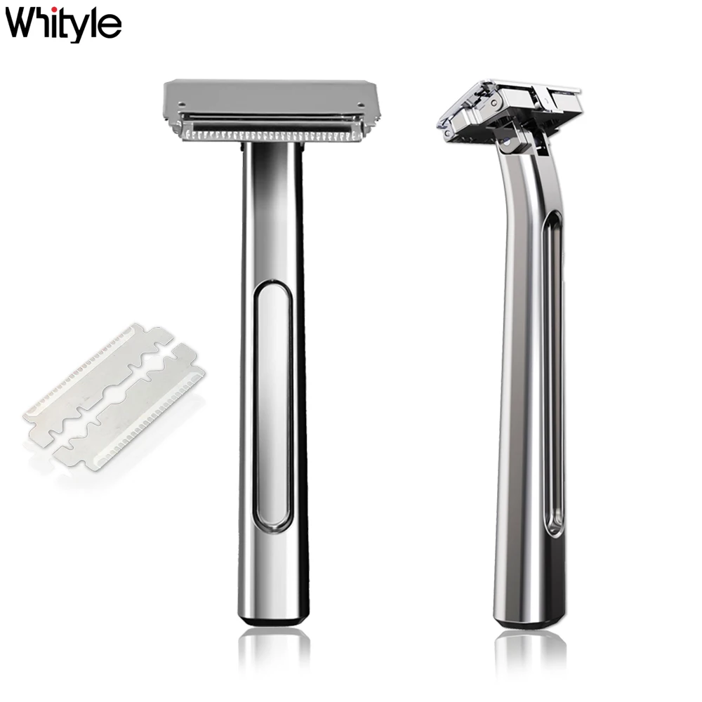 4D Super Double-edged Safety Razor Half Blade Shaver 20T Glide Pro Whityle With Travel Leather Storage Bag for Men Grooming Care