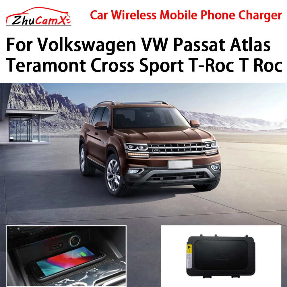 Car Wireless Mobile Phone Charger Center Console Storage QI 18W