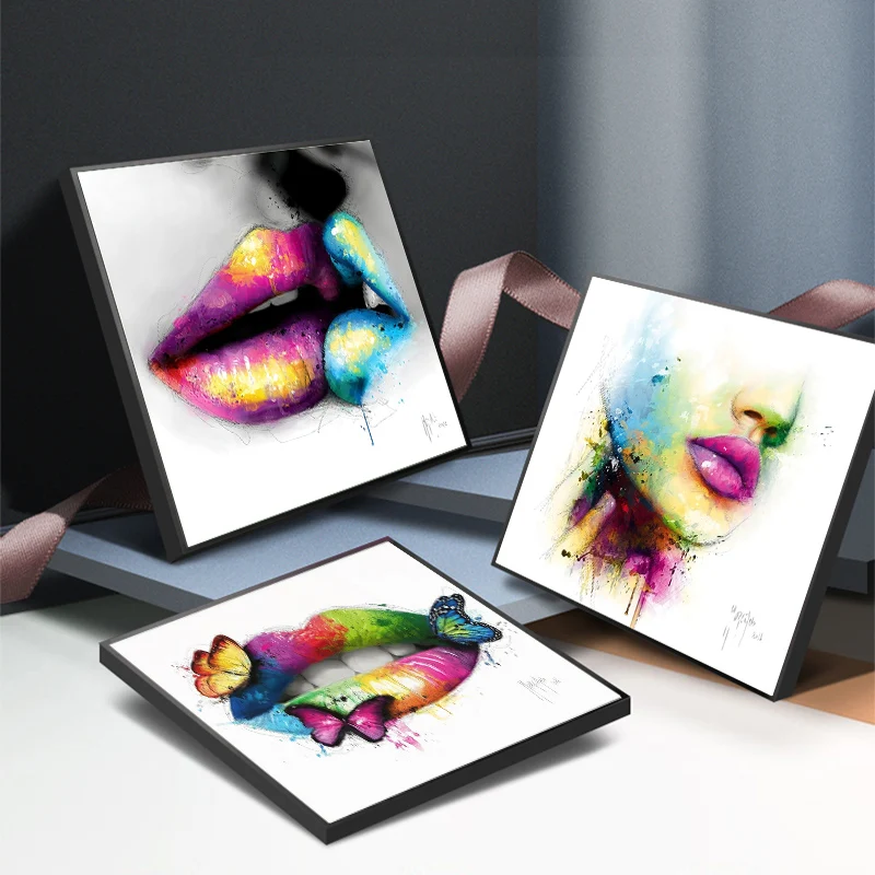 

Abstract Art Kiss Posters and Prints Sexy Lips Butterfly Woman Wall Picture Canvas Painting for Living Room Bedroom Home Decor