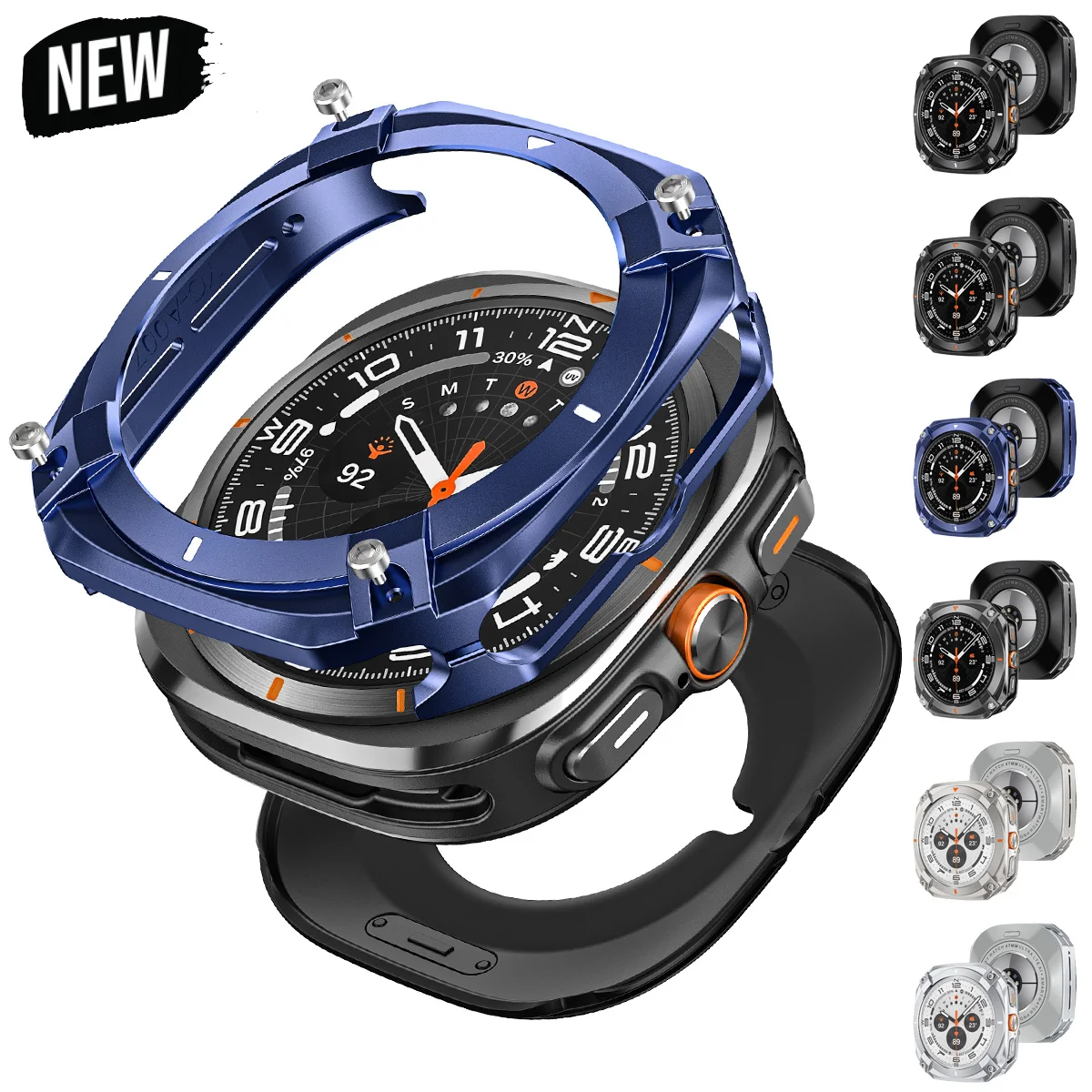 Luxury Aluminum Watch Case with Metal Cover and Screen Protector