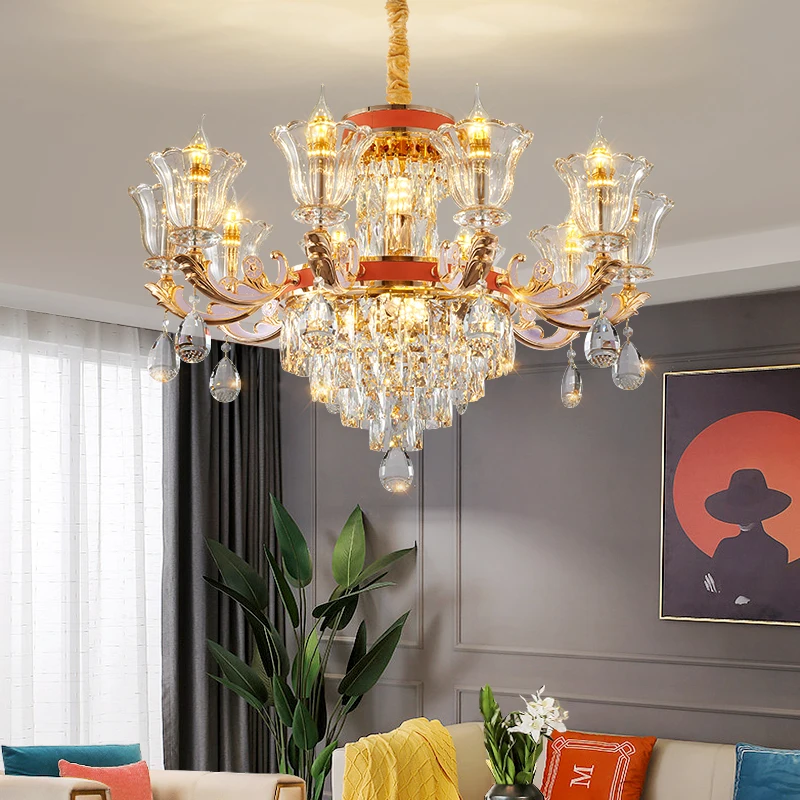 

Modern Chandelier LED Crystal Luxury Design Candle Hanging Lights Nordic Style Pendant Lamp for Home Decor Living Room Lamps