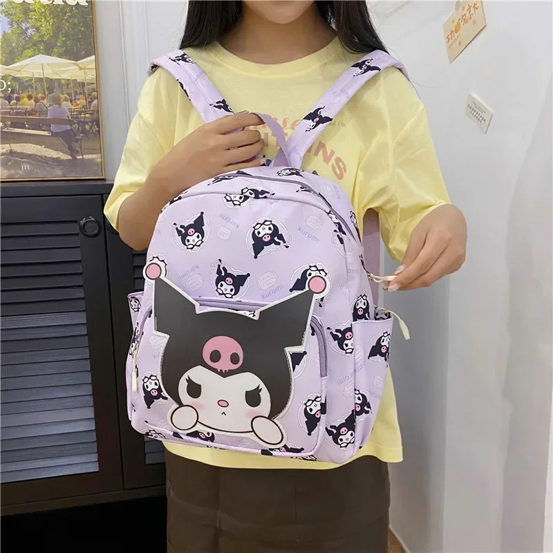 

MINISO Sanrio Hello Kitty Kuromi Backpacks Girls Bookbag School Bags Cartoon Kids Rucksack Travel Rucksack Shoulder Bag Mochila