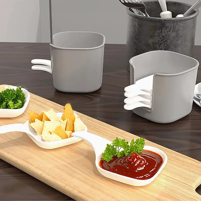 6pcs Dipping Sauce Tray, Plastic Dipping Sauce Tray with Storage Box,various Condiments Suitable for Parties and Picnics