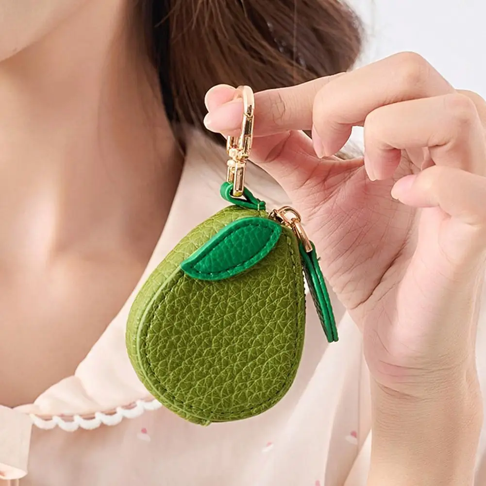 Mini Cherry Fruit Shape Coin Purse Portable Strawberry Blueberry Peach Lemon Cute PU Leather Pouch Wallet Pendant Key Chain Gift